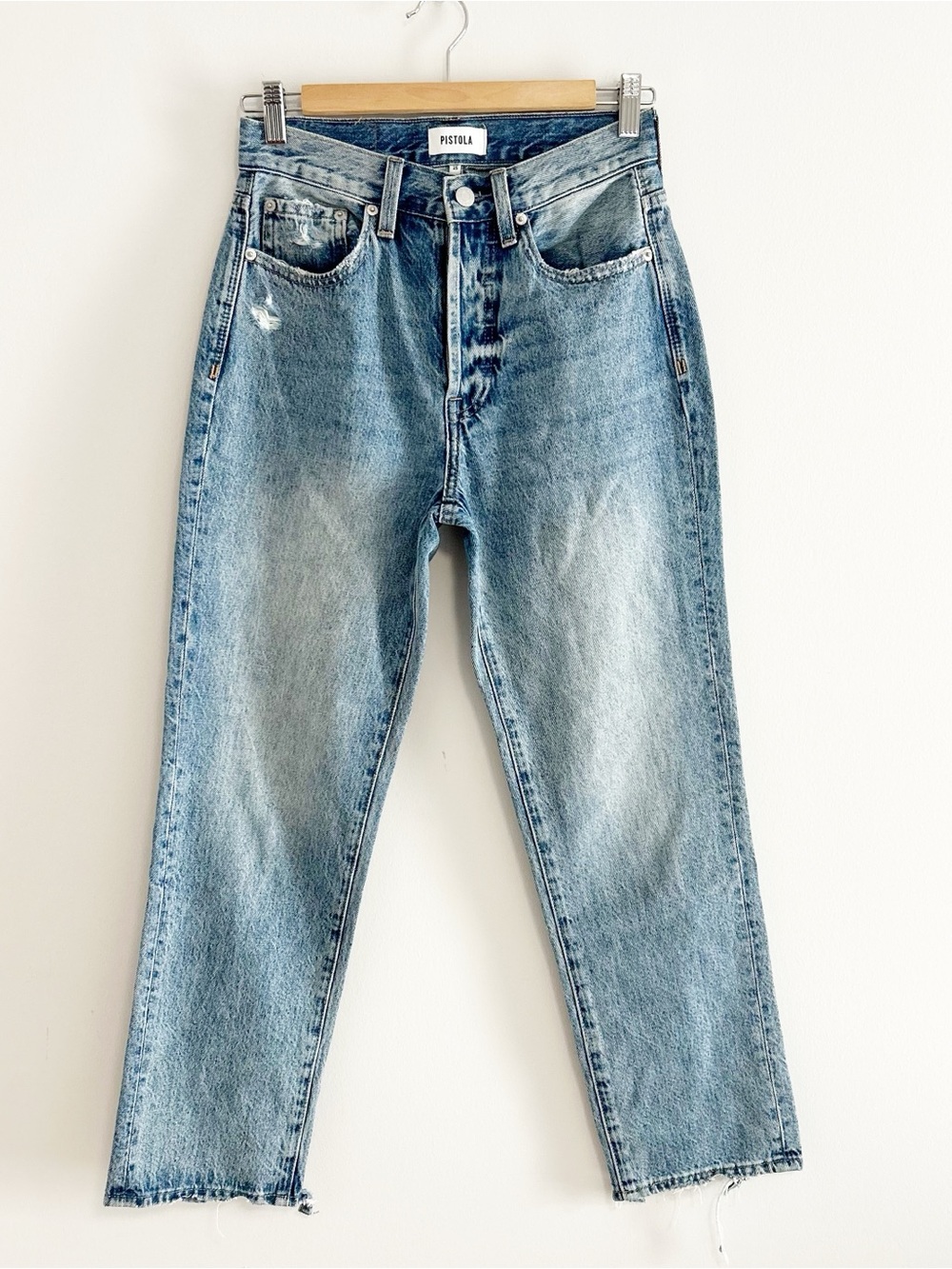 Pistola High-Rise button fly Straight-Leg Distressed Jeans